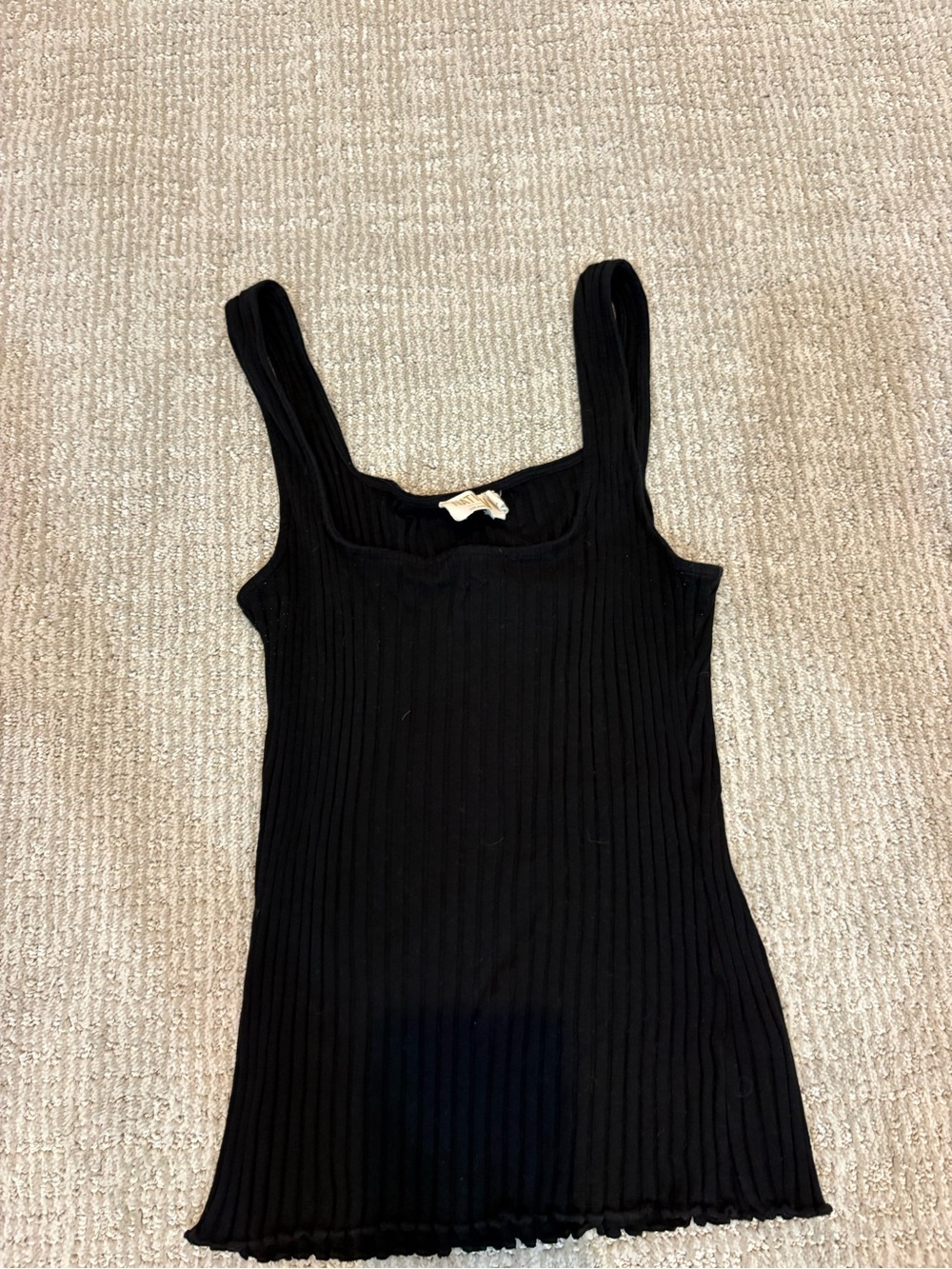 Nation LTD Black Ribbed Square Neck Tank